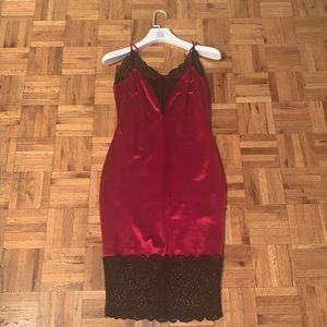 SOLD.  Spandex holiday dress with Lace Trimmings